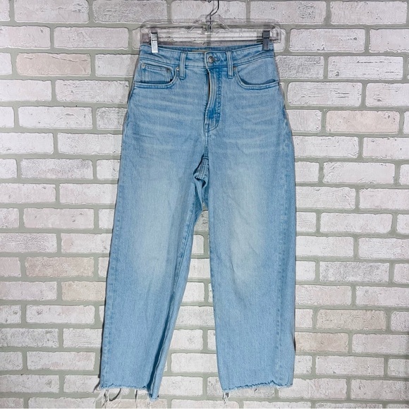Madewell The Curvy Vintage Wide Leg Crop Raw Hem Ward Wash Jeans Size 25 - Picture 4 of 12